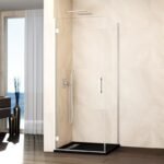 Mampara ducha abatible GLASS bisagra a perfil + lateral fijo blanco