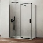 Mampara ducha frontal fijo + corredera + lateral fijo KENNA NEGRA