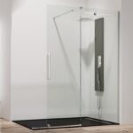 Mampara ducha acero inoxidable fijo + corredera VETRUM FREE