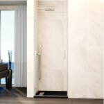 Mampara ducha 1 puerta abatible GLASS bisagra a perfil Níquel
