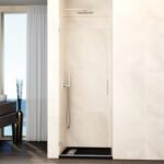 Mampara ducha 1 puerta abatible GLASS bisagra a pared Níquel