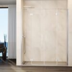 Mampara ducha frontal Fijo + 2 puertas abatibles + fijo GLASS Combi G