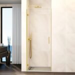 Mampara ducha 1 puerta abatible GLASS bisagra a perfil oro