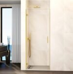 Mampara ducha 1 puerta abatible GLASS bisagra a perfil oro