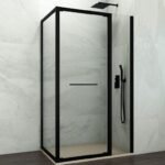 Mampara ducha frontal plegable + fijo SPAZIO COMBI B NEGRA + lateral fijo - Imagen 3