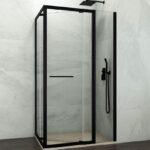 Mampara ducha frontal plegable + fijo SPAZIO COMBI B NEGRA + lateral fijo - Imagen 2