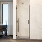 Mampara ducha 1 puerta abatible GLASS bisagra a perfil Titanio