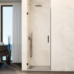 Mampara ducha 1 puerta abatible GLASS bisagra a pared Titanio