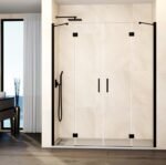 Mampara ducha frontal Fijo + 2 puertas abatibles + fijo GLASS Combi G negro