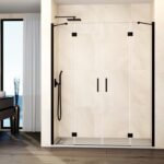 Mampara ducha frontal Fijo + 2 puertas abatibles + fijo GLASS Combi G negro